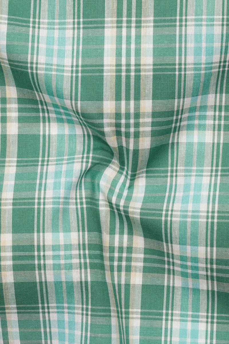 Viridian Green With Chinook Blue Plaid Premium Cotton Shirt 3