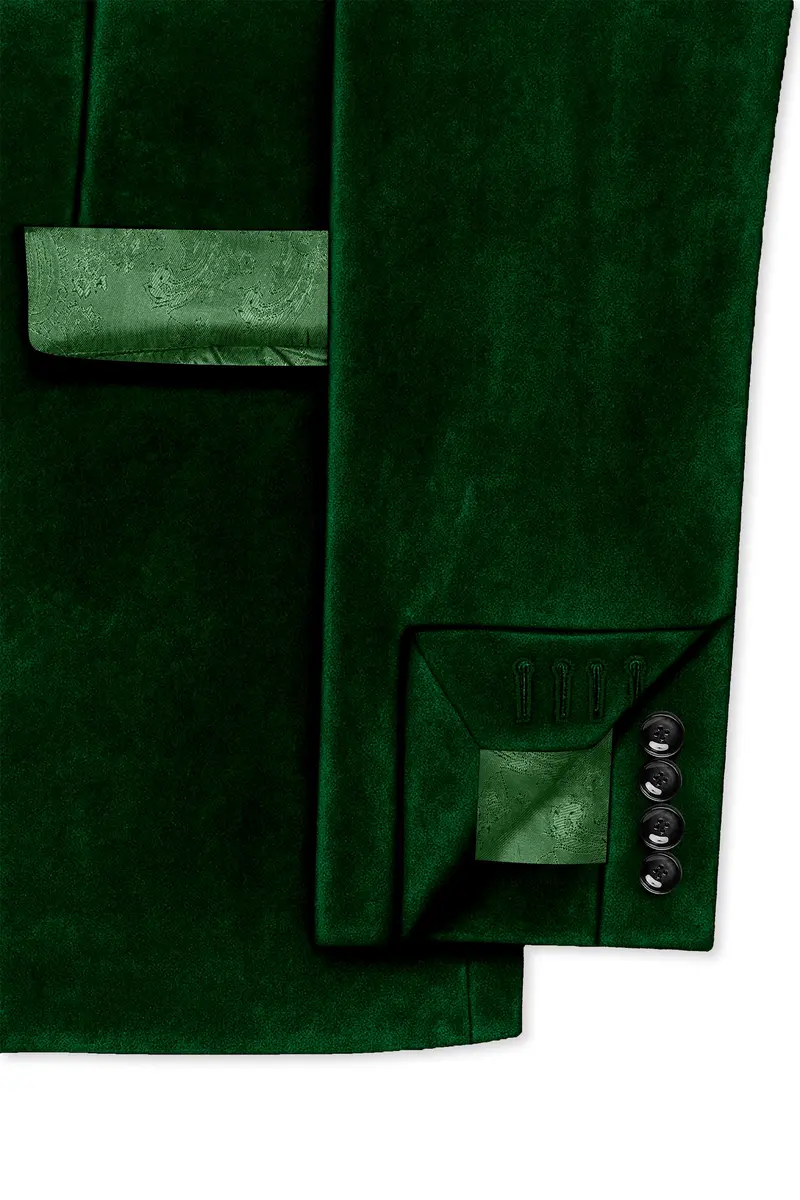 Virivell-Phthalo Green Velvet Peak Lapel Tuxedo Suit 7