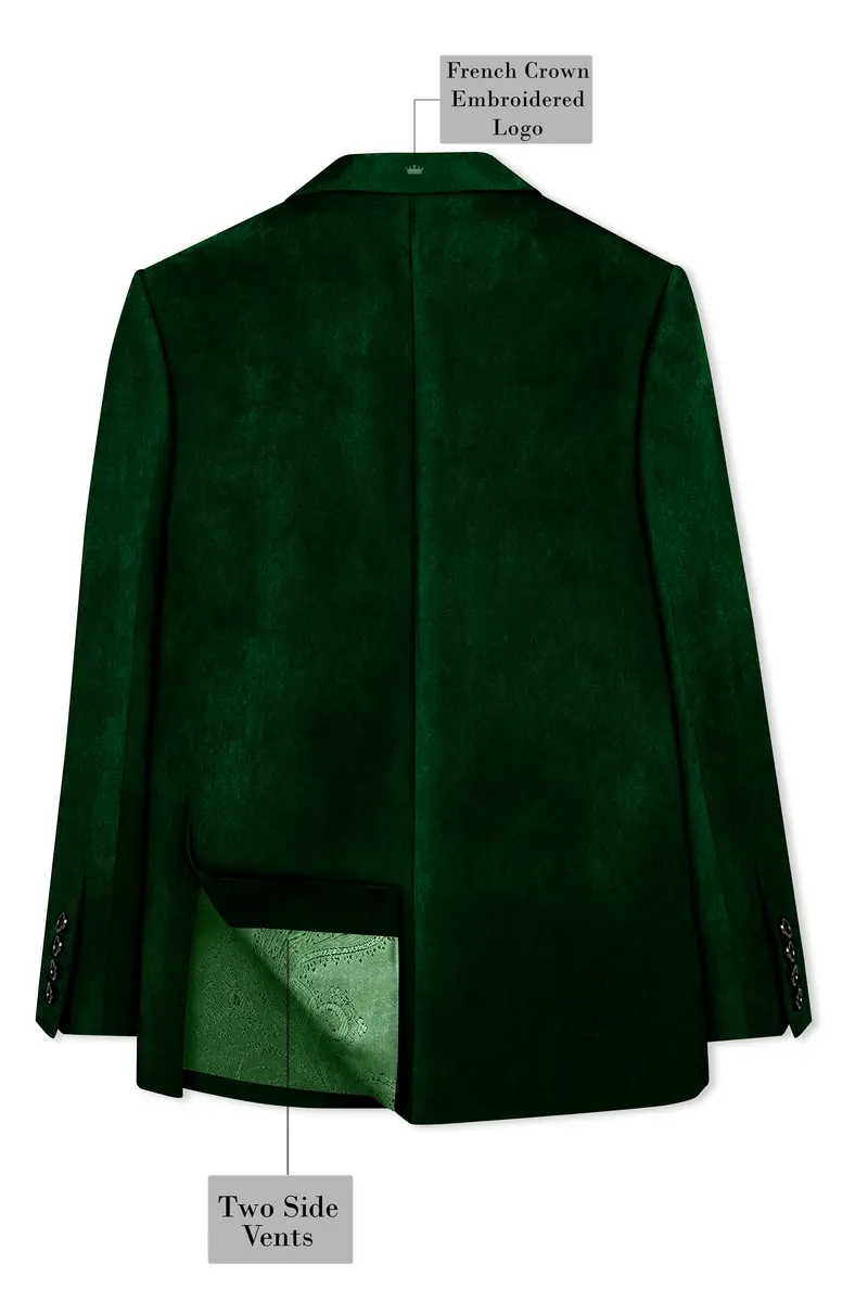 Virivell-Phthalo Green Velvet Peak Lapel Tuxedo Suit 9