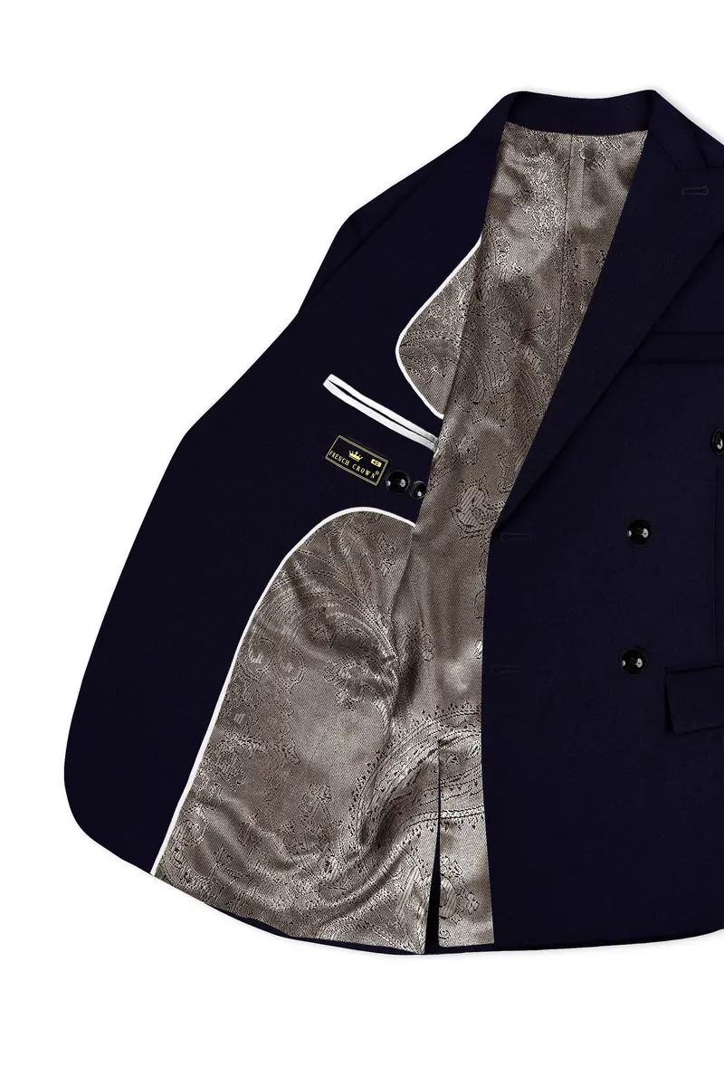 Vistaro-Korean Blue (The Best Blue We Have) 4-Way Stretch Wrinkle-Free Wool Rich Double Breasted Slight Stretch Blazer 5