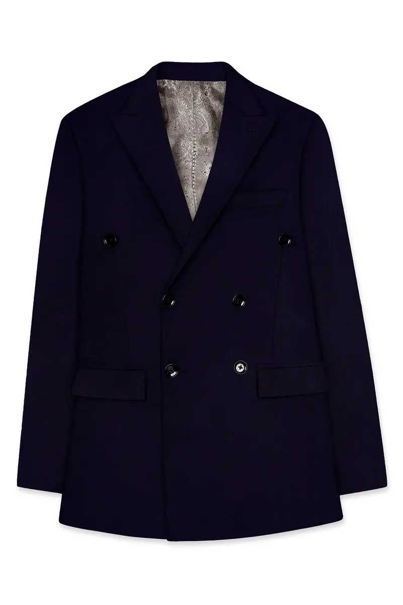 Vistaro-Korean Blue (The Best Blue We Have) 4-Way Stretch Wrinkle-Free Wool Rich Double Breasted Suit 8