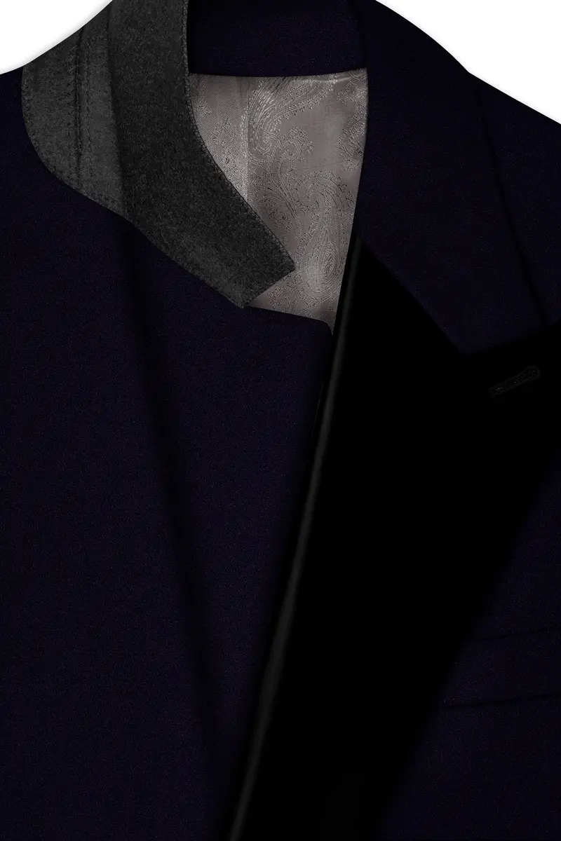 Vistaro-Korean Blue (The Best Blue We Have) 4-Way Stretch Wrinkle-Free Wool Rich Peak Lapel Tuxedo Slight Stretch Blazer 4