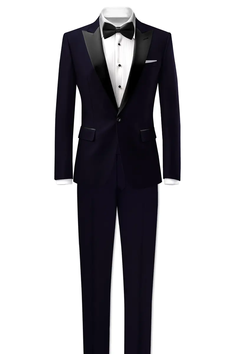 Vistaro-Korean Blue (The Best Blue We Have) 4-Way Stretch Wrinkle-Free Wool Rich Peak Lapel Tuxedo Slight Stretch Blazer 9