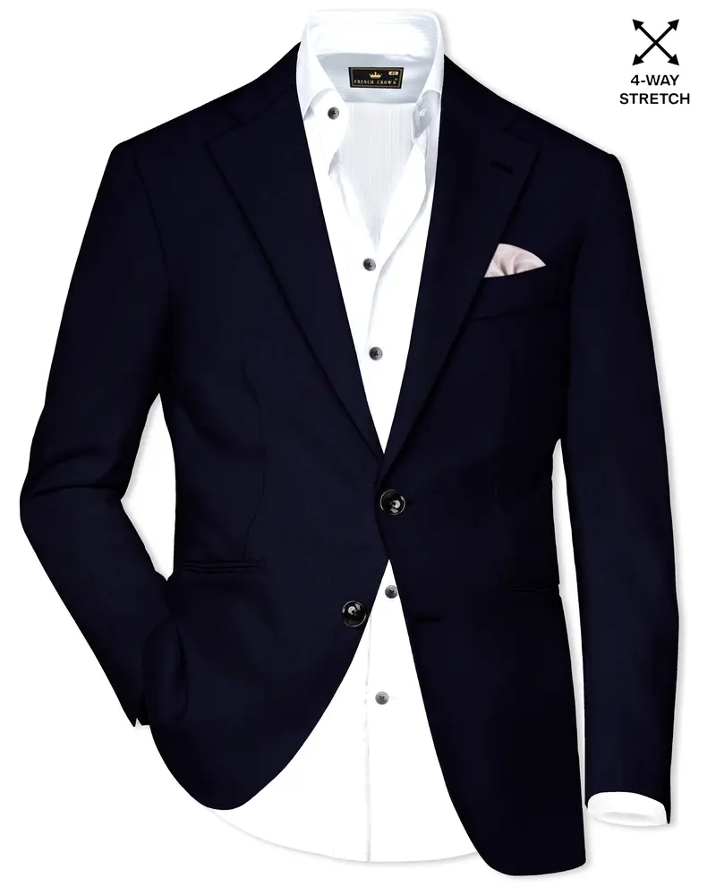 Vistaro-Korean Blue (The Best Blue We Have) 4-Way Stretch Wrinkle-Free Wool Rich Slight Stretch Blazer 1