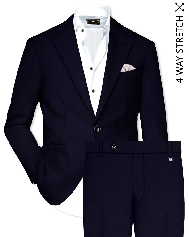 Vistaro-Korean Blue (The Best Blue We Have) 4-Way Stretch Wrinkle-Free Wool Rich Slight Stretch Suit 1