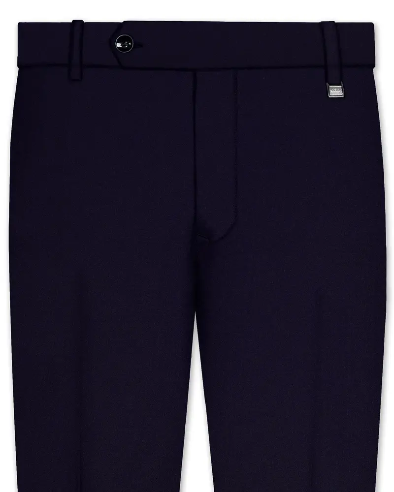 Vistaro-Korean Blue (The Best Blue We Have) 4-Way Stretch Wrinkle-Free Wool Rich Slight Stretch Waistband Pant 1