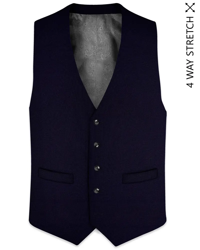 Vistaro-Korean Blue (The Best Blue We Have) 4-Way Stretch Wrinkle-Free Wool Rich Traveler Slight Stretch Waistcoat 1