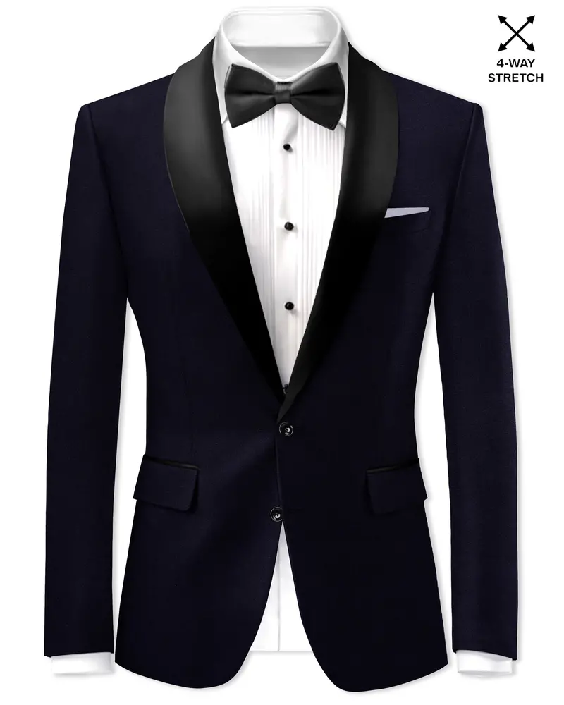Vistaro-Korean Blue (The Best Blue We Have) 4-Way Stretch Wrinkle-Free Wool Rich Tuxedo Slight Stretch Blazer 1