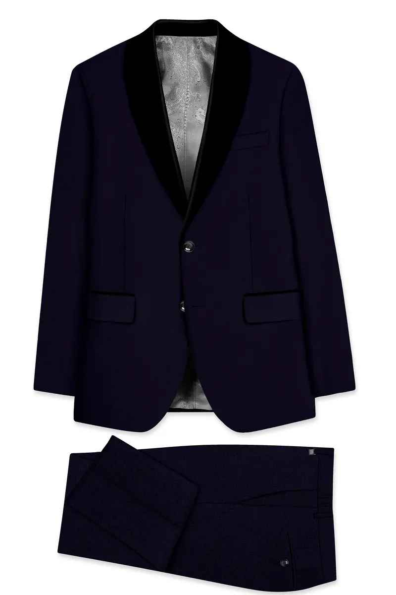 Vistaro-Korean Blue (The Best Blue We Have) 4-Way Stretch Wrinkle-Free Wool Rich Tuxedo Slight Stretch Suit 10