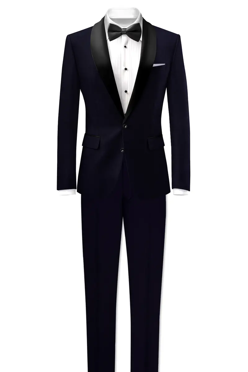 Vistaro-Korean Blue (The Best Blue We Have) 4-Way Stretch Wrinkle-Free Wool Rich Tuxedo Slight Stretch Suit 4