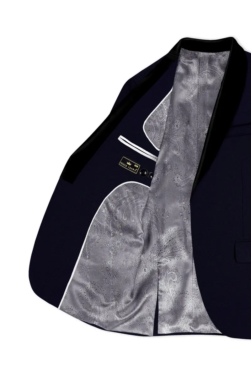 Vistaro-Korean Blue (The Best Blue We Have) 4-Way Stretch Wrinkle-Free Wool Rich Tuxedo Slight Stretch Suit 5