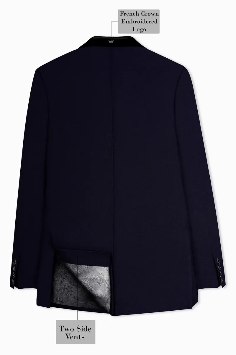 Vistaro-Korean Blue (The Best Blue We Have) 4-Way Stretch Wrinkle-Free Wool Rich Tuxedo Slight Stretch Suit 8