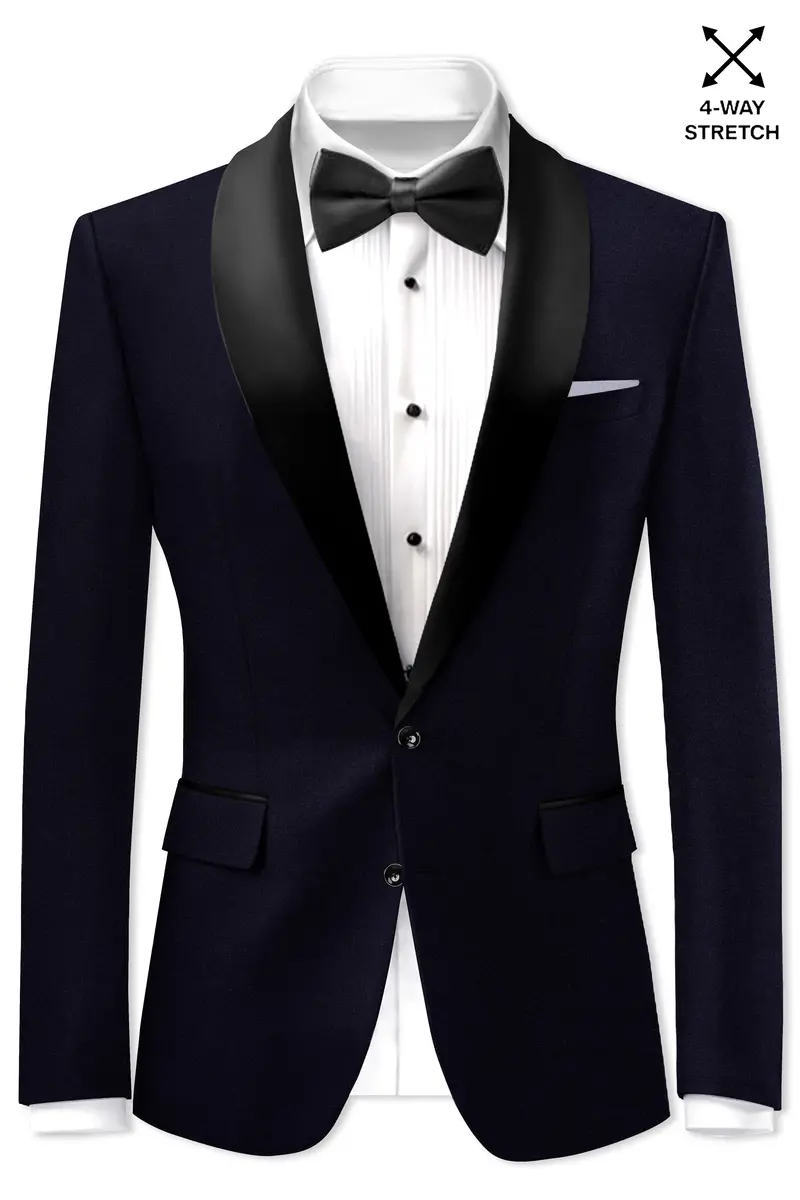 Vistaro-Korean Blue (The Best Blue We Have) 4-Way Stretch Wrinkle-Free Wool Rich Tuxedo Slight Stretch Suit 9