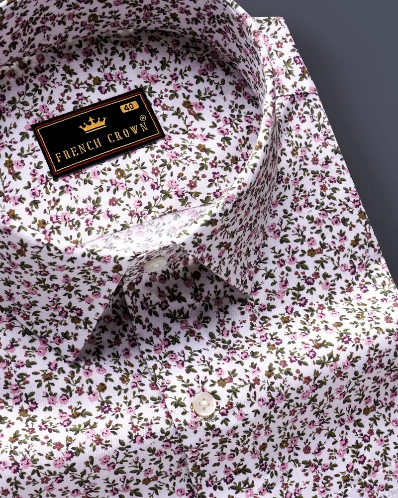 Vivelle-Opera Mauve Pink And Bright White Printed Super Soft Premium Cotton Semi Formal Shirt 1