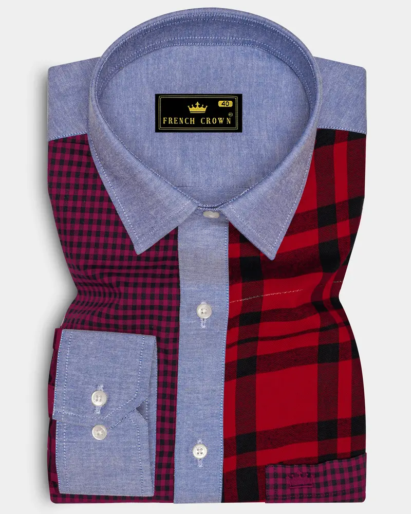 Vivid Red Twill Checkered Premium Cotton Designer Shirt 1
