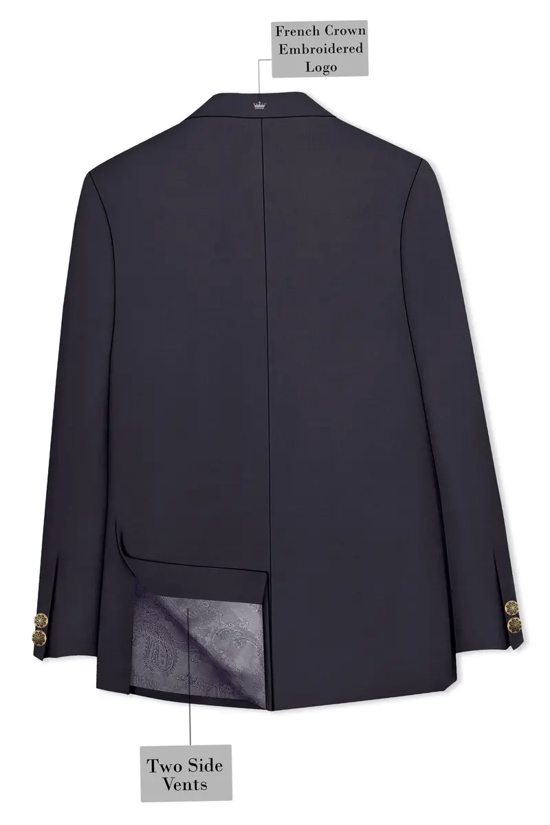 Vogue-Glaucous Gray Solid Wool Rich Bandhgala Slight Stretch Blazer 7