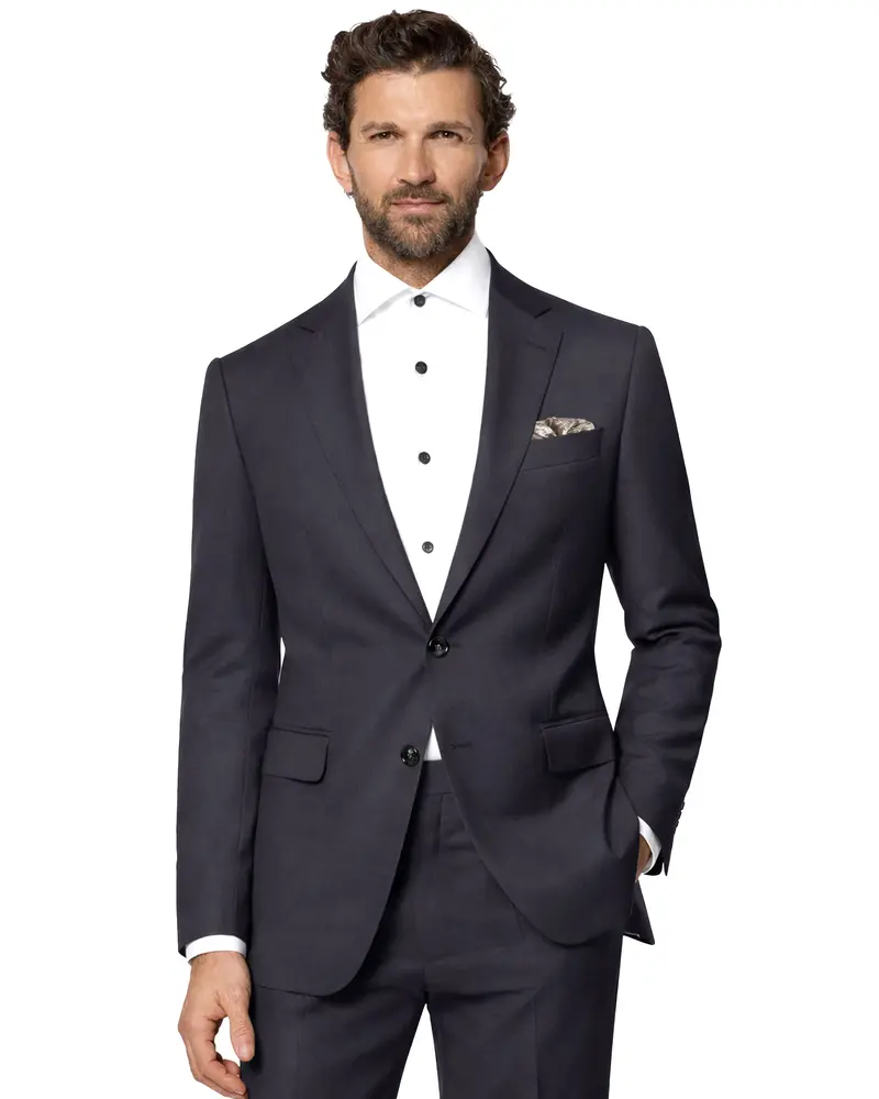Vogue-Glaucous Gray Solid Wool Rich Single Breasted Slight Stretch Suit 1