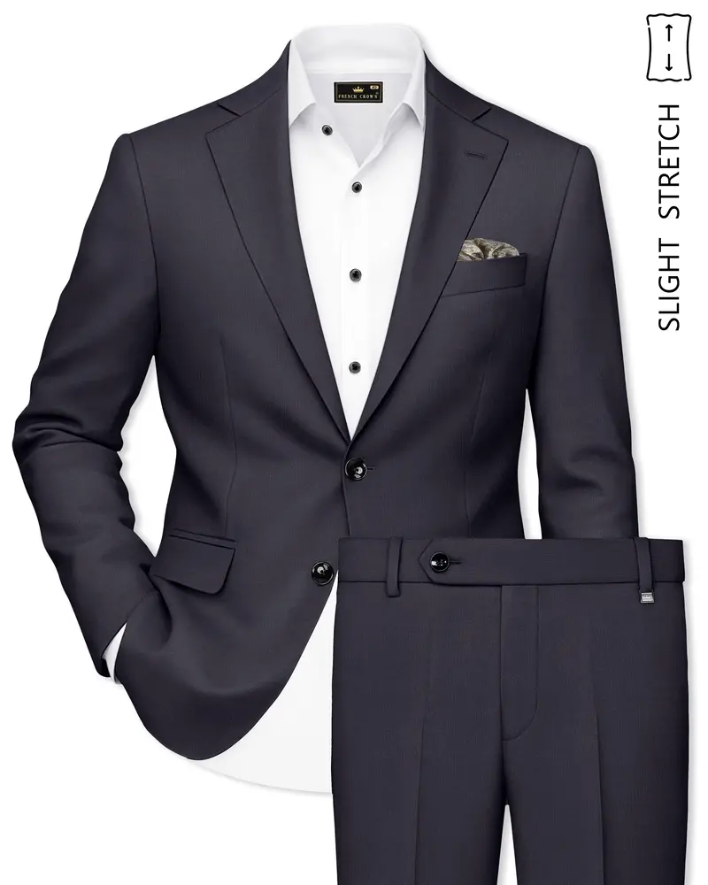 Vogue-Glaucous Gray Solid Wool Rich Single Breasted Slight Stretch Suit 1