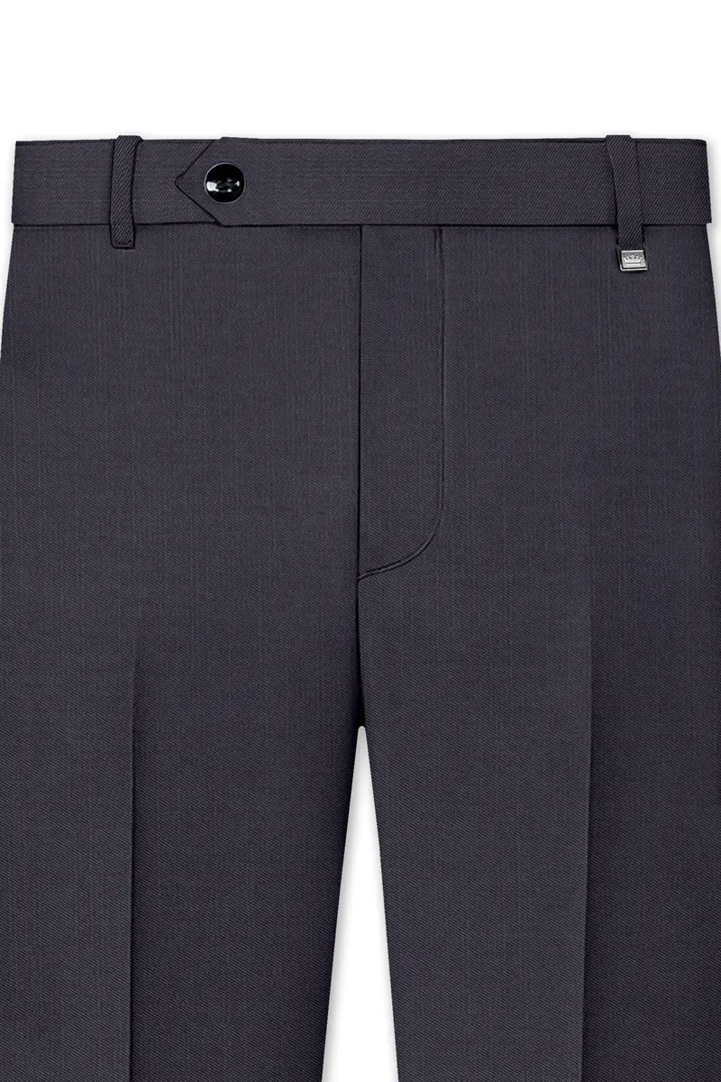 Vogue-Glaucous Gray Solid Wool Rich Slight Stretch Waistband Pant 4