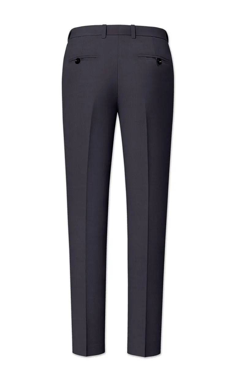 Vogue-Glaucous Gray Solid Wool Rich Slight Stretch Waistband Pant 5