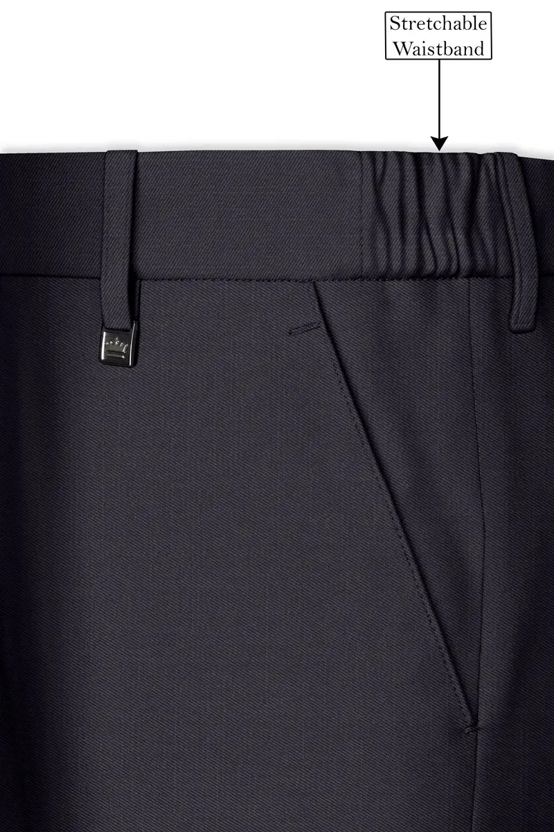Vogue-Glaucous Gray Solid Wool Rich Slight Stretch Waistband Pant 6