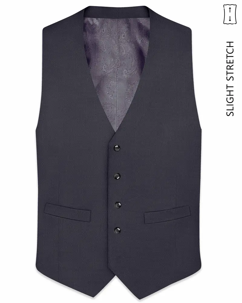 Vogue-Glaucous Gray Solid Wool Rich Slight Stretch Waistcoat 1