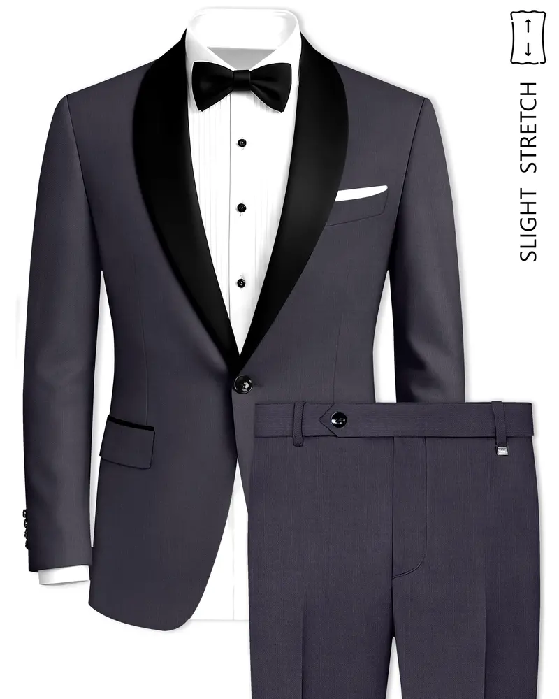 Vogue-Glaucous Gray Solid Wool Rich Tuxedo Slight Stretch Suit 1