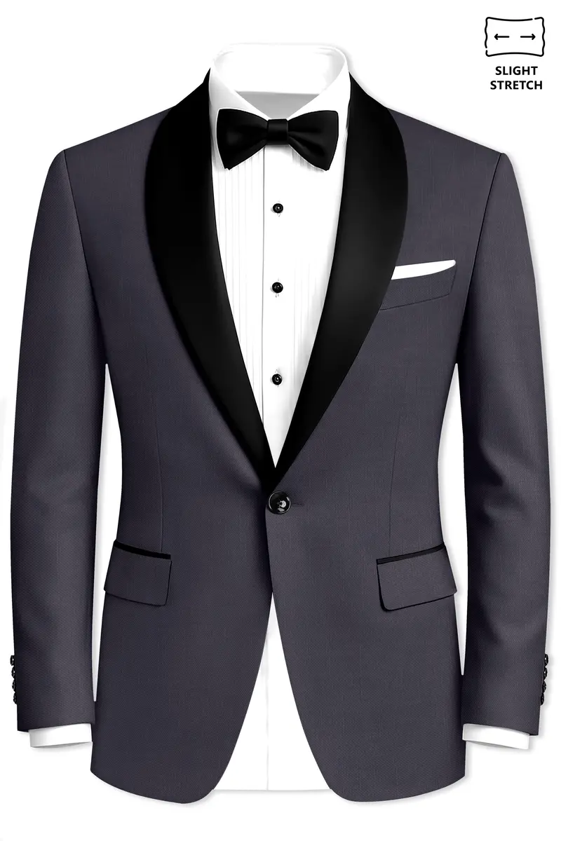 Vogue-Glaucous Gray Solid Wool Rich Tuxedo Slight Stretch Suit 10
