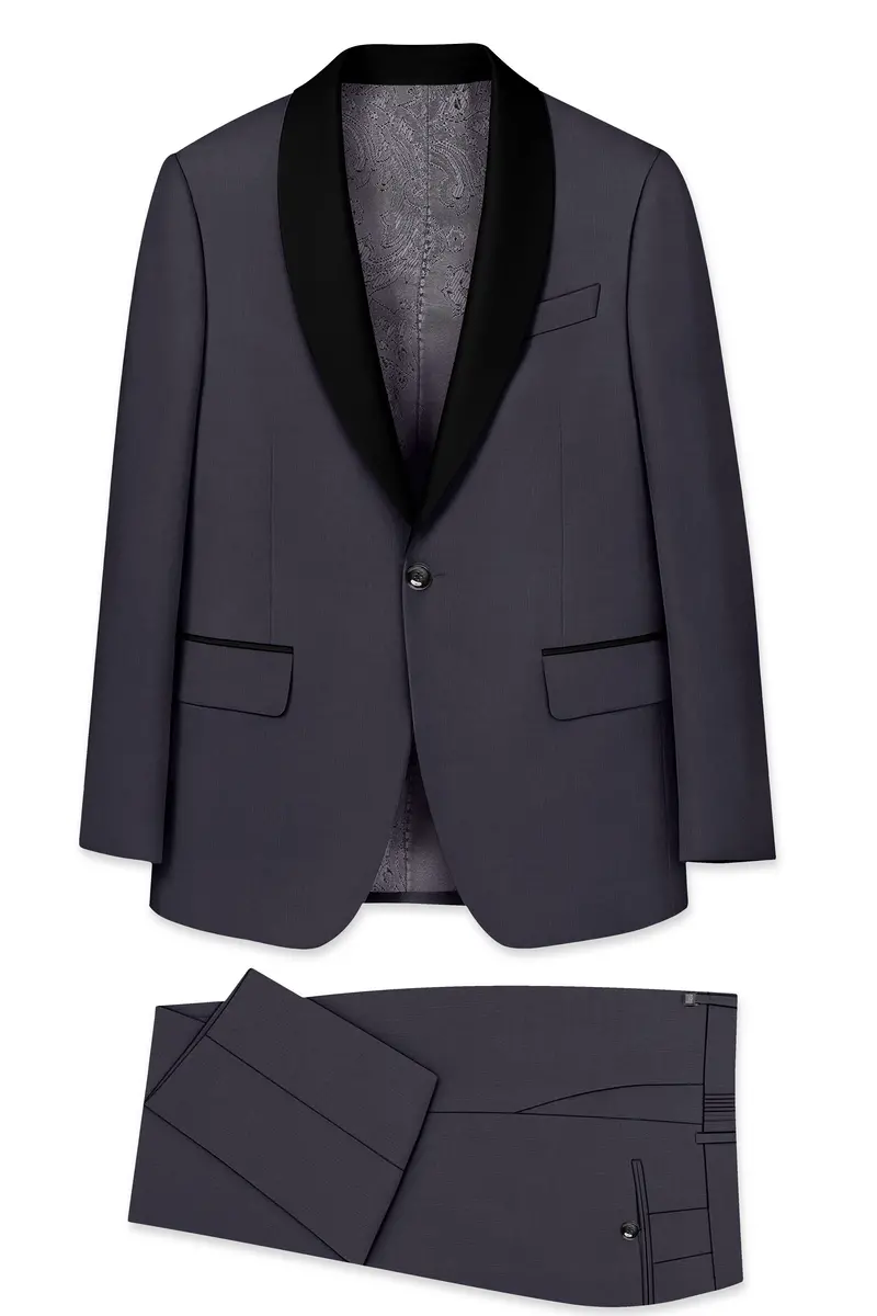 Vogue-Glaucous Gray Solid Wool Rich Tuxedo Slight Stretch Suit 11