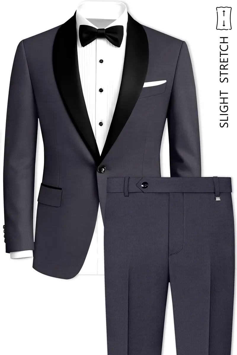 Vogue-Glaucous Gray Solid Wool Rich Tuxedo Slight Stretch Suit 2