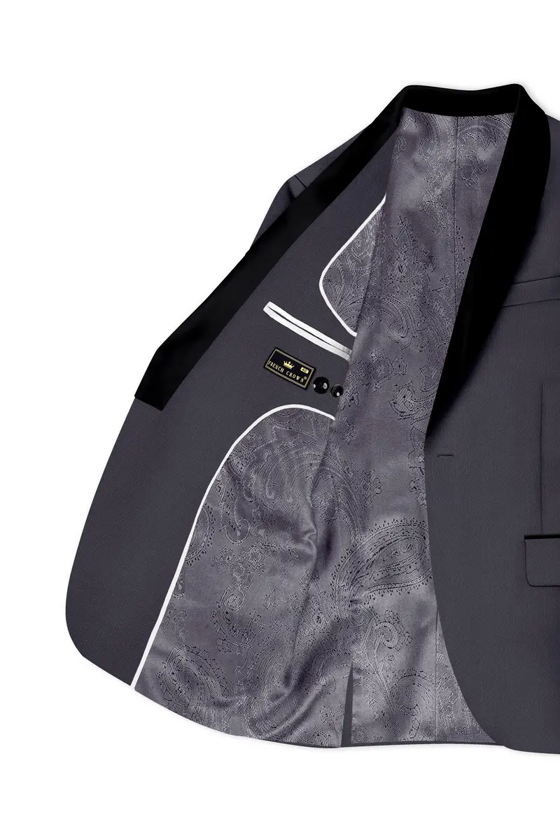 Vogue-Glaucous Gray Solid Wool Rich Tuxedo Slight Stretch Suit 6