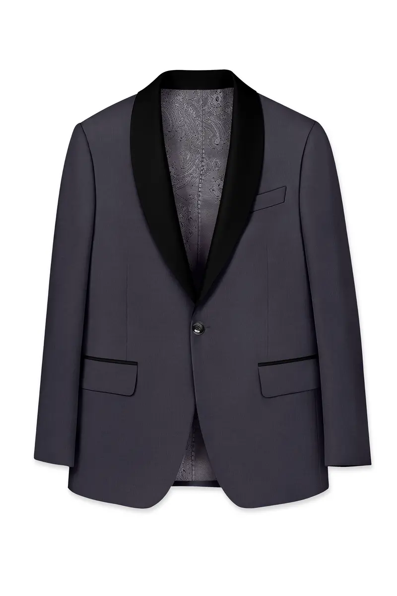 Vogue-Glaucous Gray Solid Wool Rich Tuxedo Slight Stretch Suit 8