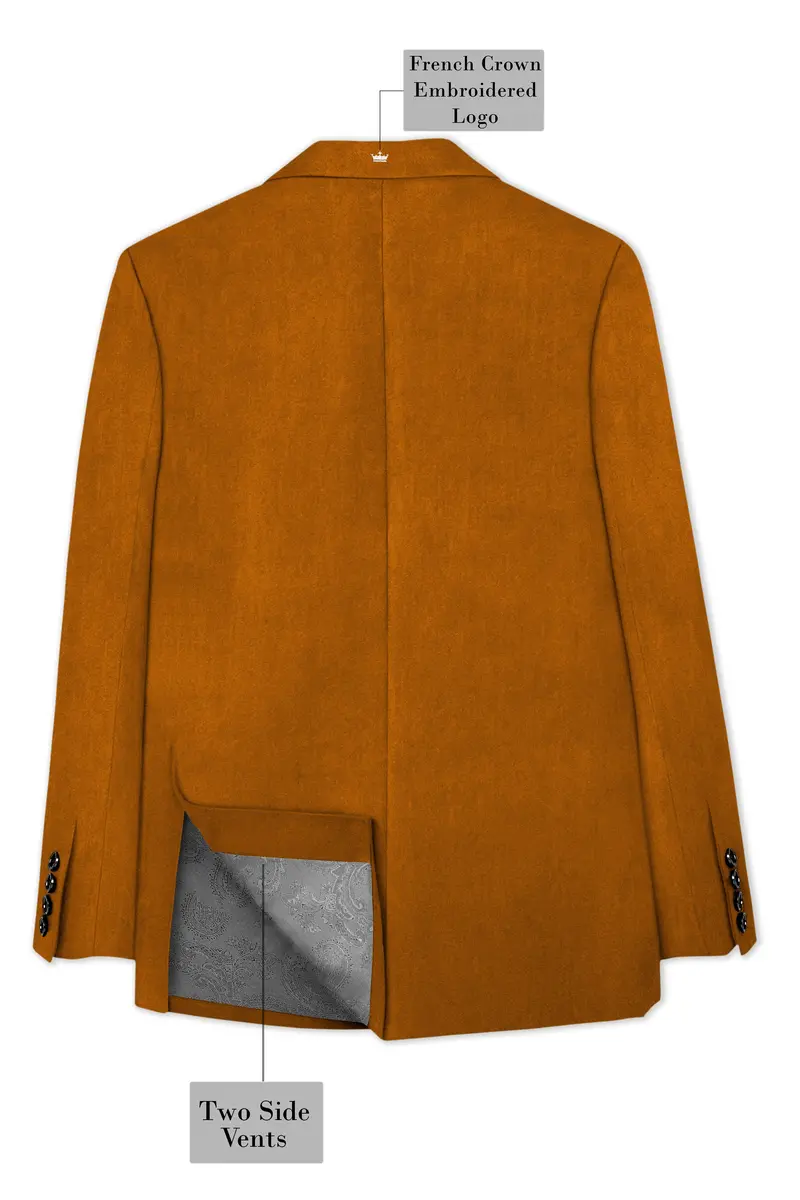 Volcan-Fiery Orange Velvet Peak Lapel Tuxedo Blazer 8