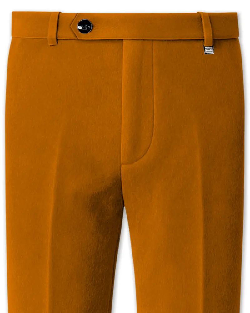 Volcan-Fiery Orange Velvet Stretchable Waistband Pant 1