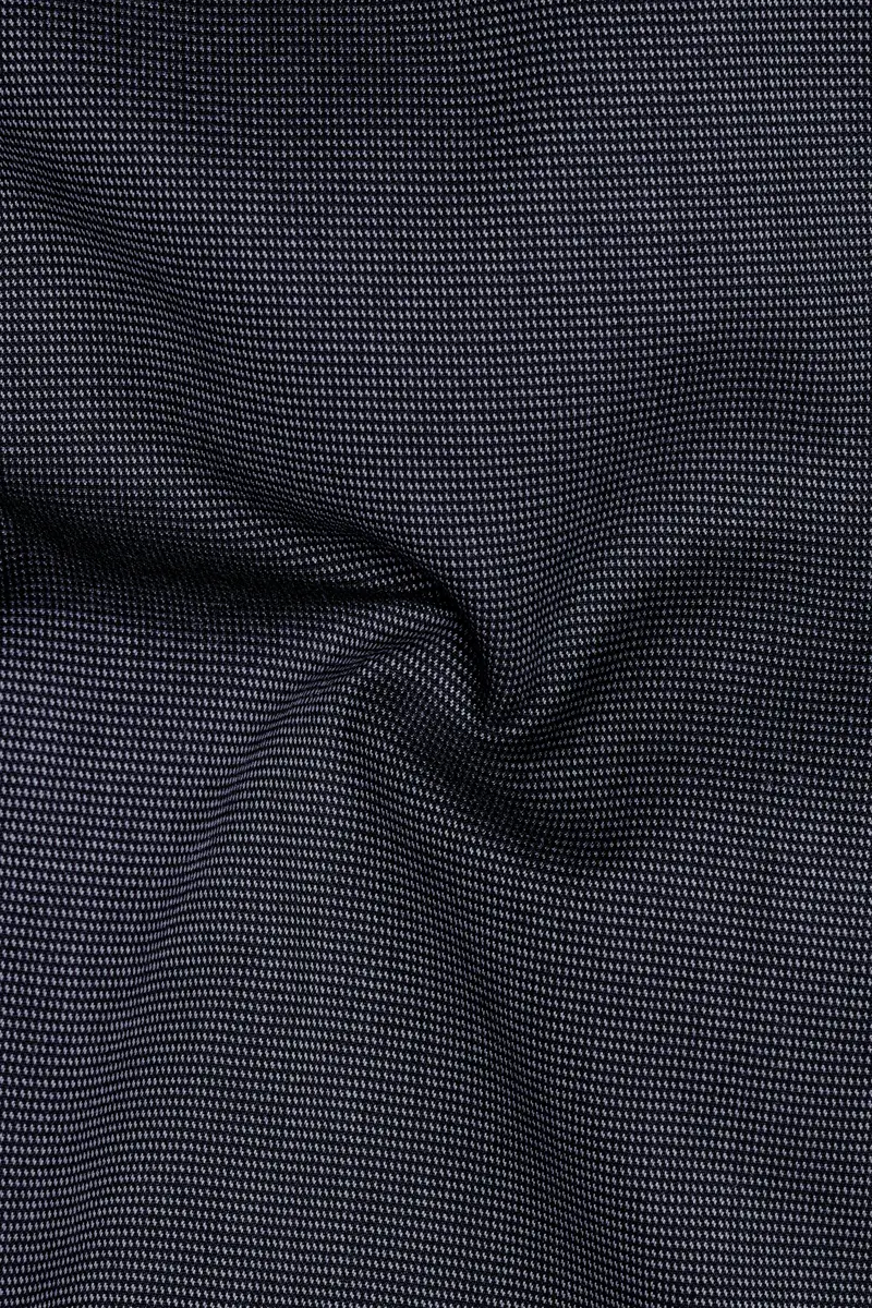 Volrano-Vulcan Blue Textured Premium Cotton Bandhgala Blazer 3