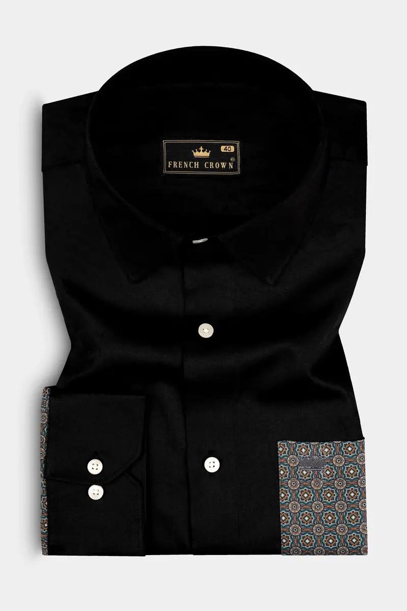 Vulcan Black Printed Super Soft Premium Cotton Designer Shirt 5