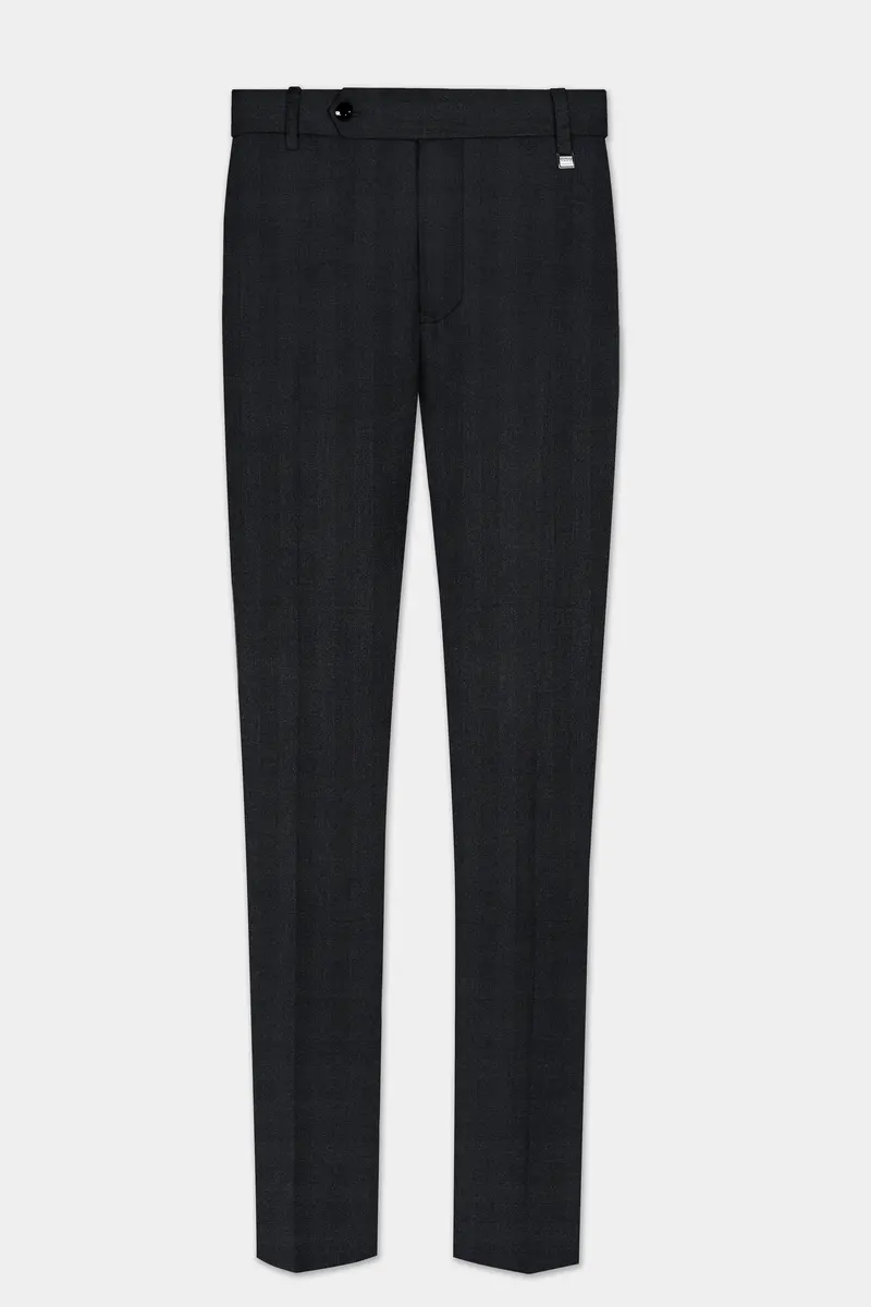 Vulcan Black Striped Wool Blend Stretchable Waistband Pant 2