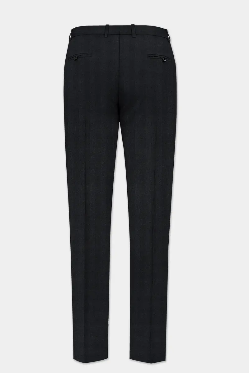 Vulcan Black Striped Wool Blend Stretchable Waistband Pant 5