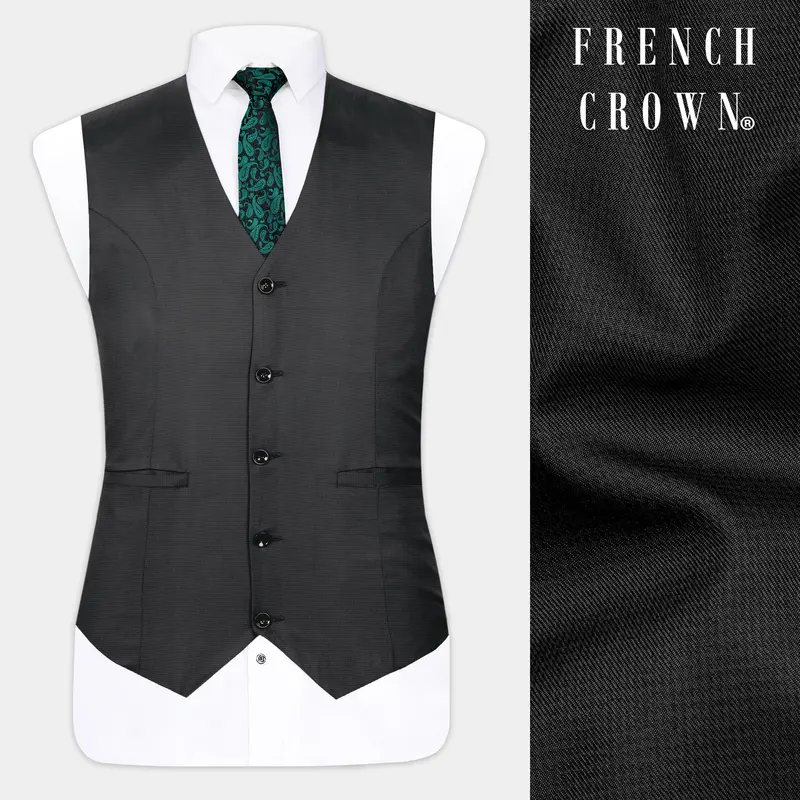 Vulcan Black Wool Rich Waistcoat 1