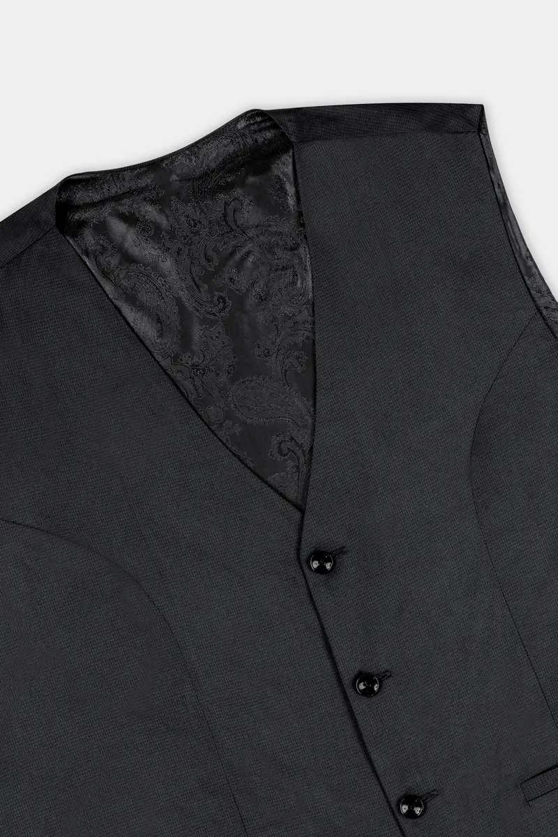 Vulcan Black Wool Rich Waistcoat 4