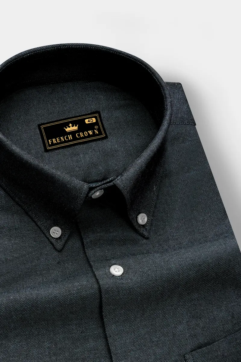 Vultrix-Shark Black Textured Oxford Premium Cotton Semi Formal Shirt 2