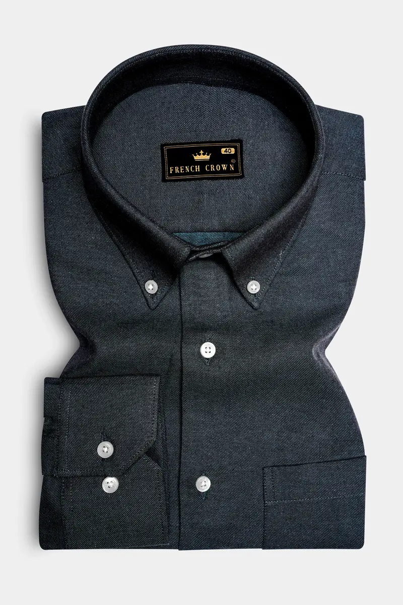 Vultrix-Shark Black Textured Oxford Premium Cotton Semi Formal Shirt 4