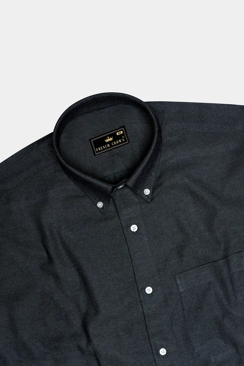 Vultrix-Shark Black Textured Oxford Premium Cotton Semi Formal Shirt 5