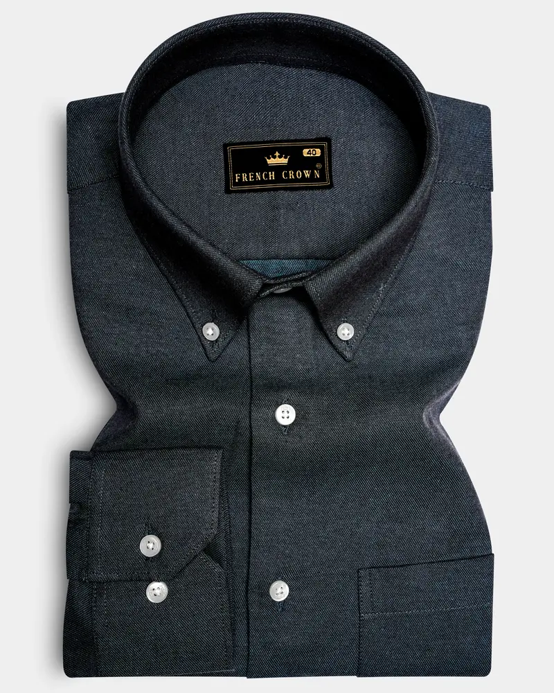 Vultrix-Shark Black Textured Oxford Premium Cotton Semi Formal Shirt 6