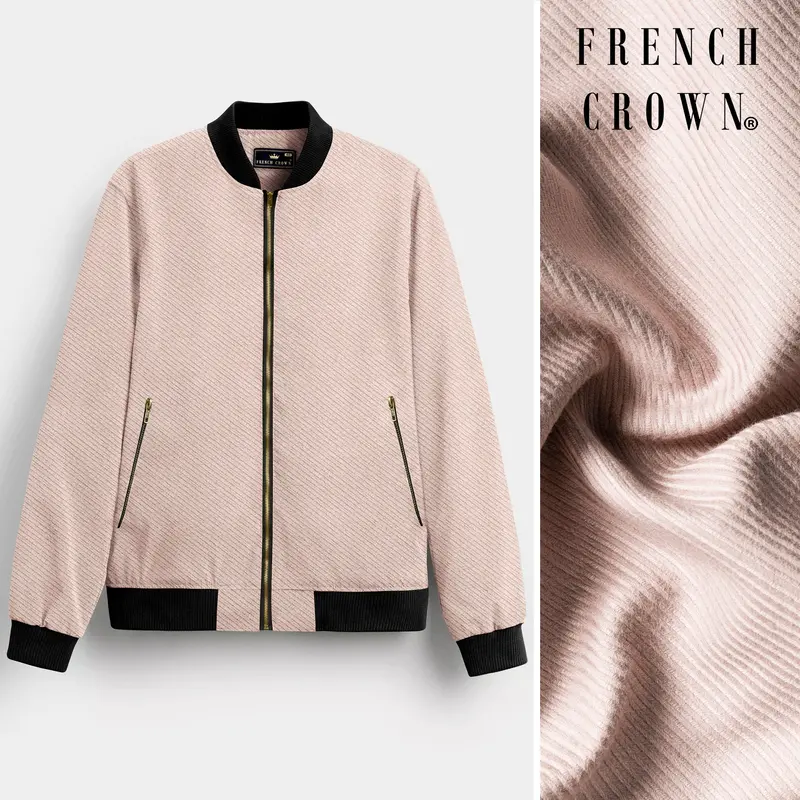 Wafer Cream Textured Corduroy Premium Cotton Bomber Jacket 1