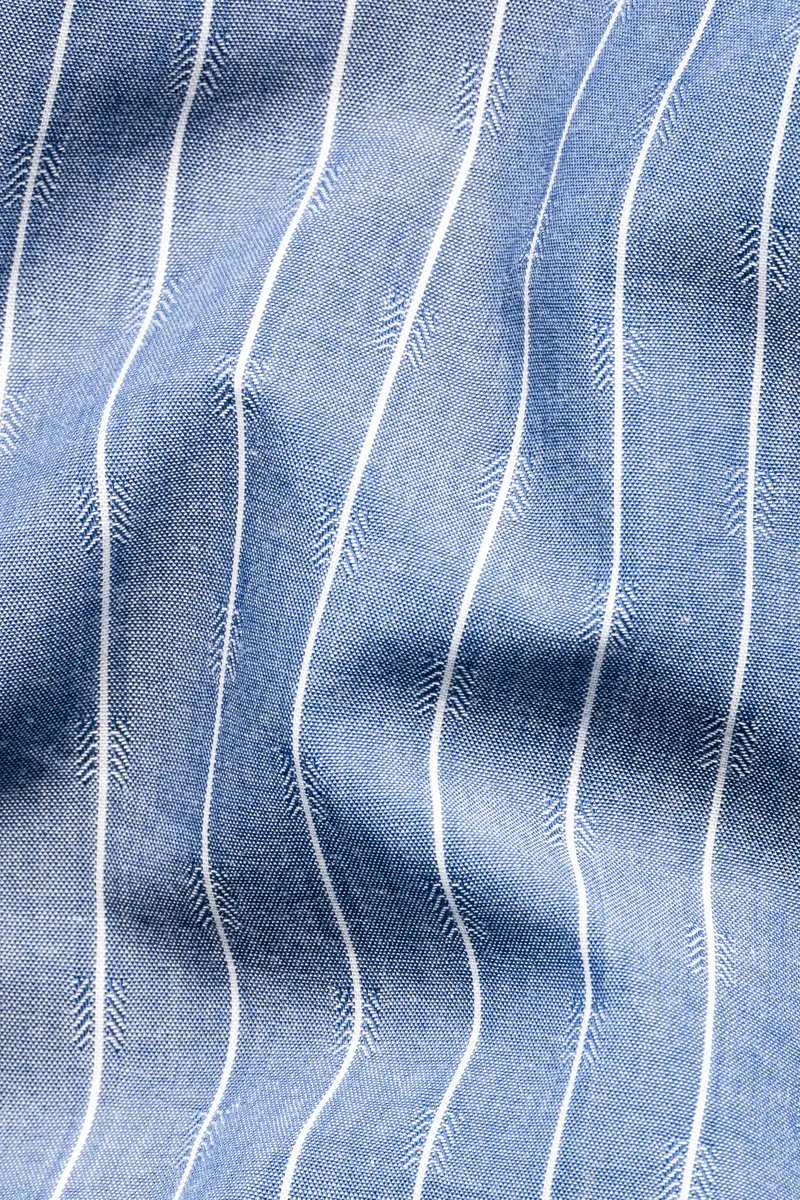 Waikawa Blue And White Striped Dobby Textured Giza Cotton Shorts 3