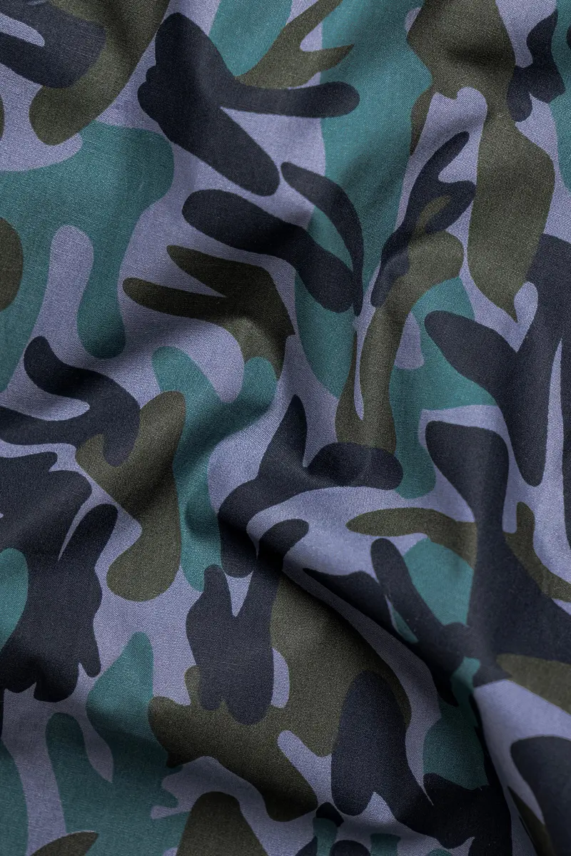 Waikawa Purple And Haiti Blue Multicolour Camouflage Royal Oxford Shirt 2