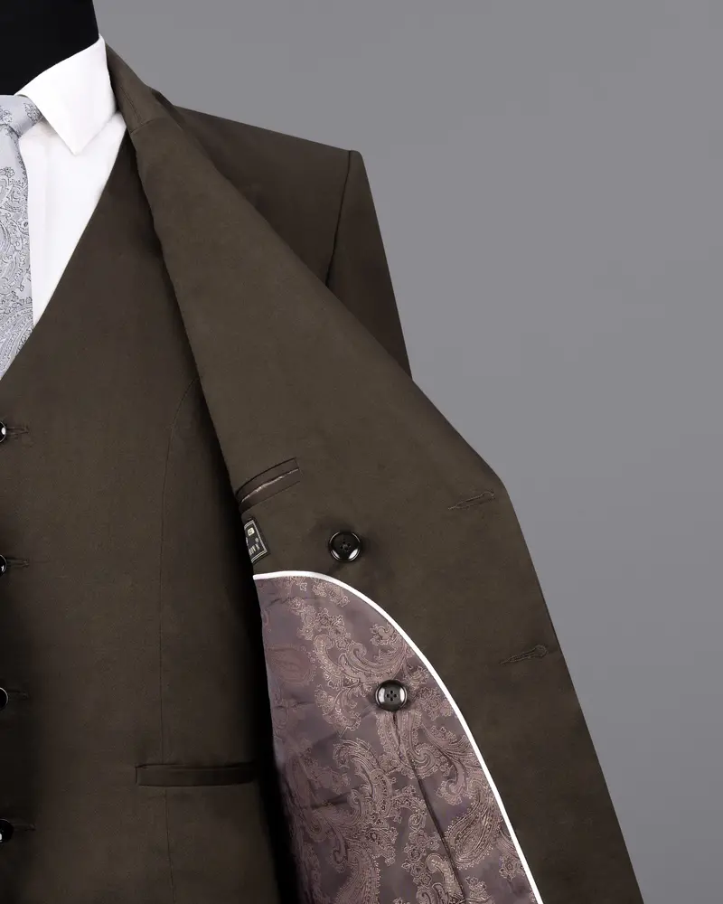 Walnut Brown Solid Stretchable Premium Cotton Double Breasted Traveler Blazer 7