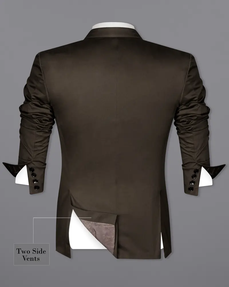 Walnut Brown Solid Stretchable Premium Cotton Double Breasted Traveler Blazer 8