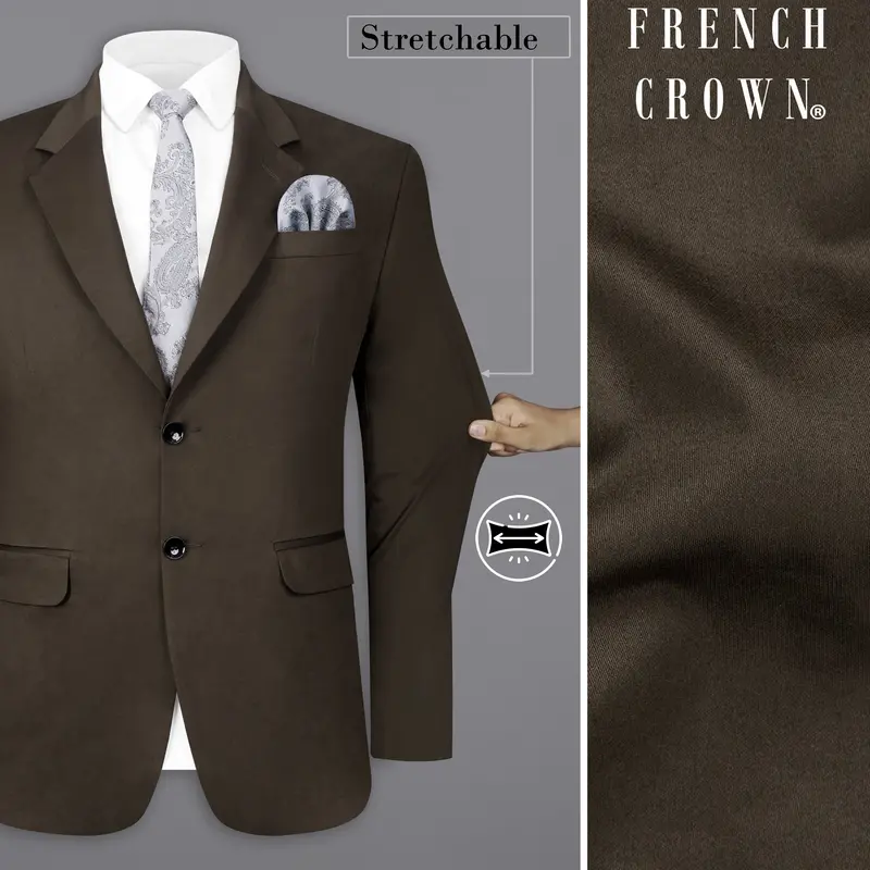 Walnut Brown Solid Stretchable Premium Cotton Traveler Blazer 1